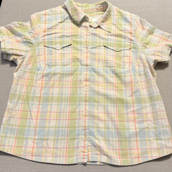 Alfred Dunner Tops - Alfred Dunner Womens 18W Plaid Button Down Shirt Pastel Short Sleeve Plus Size